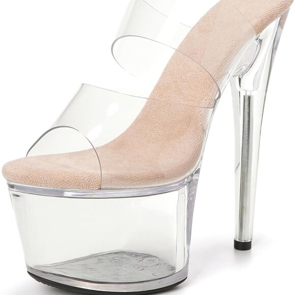 Women's Platform Sandals Polyvinyl Chloride 7in/17cm Heel Anti-Slip - Picture 1 of 6